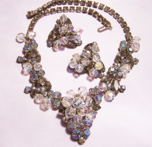 Amazing Rhinestone and Crystal Bead Statement necklace and earrings